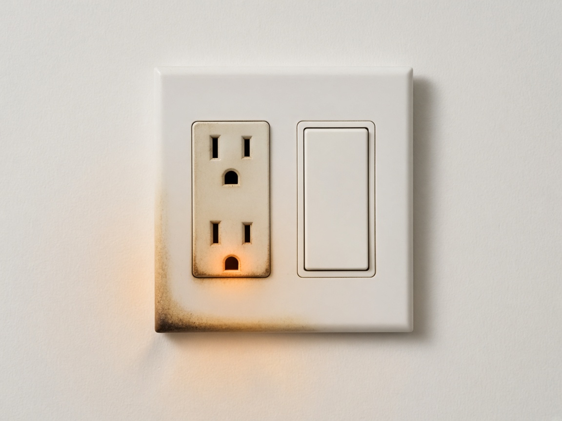 Warm overheating wall outlet and switch Warm overheating wall outlet and switch