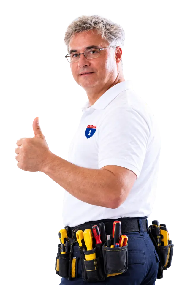 Interstate Electrical contractor giving a thumbs up with tool belt
